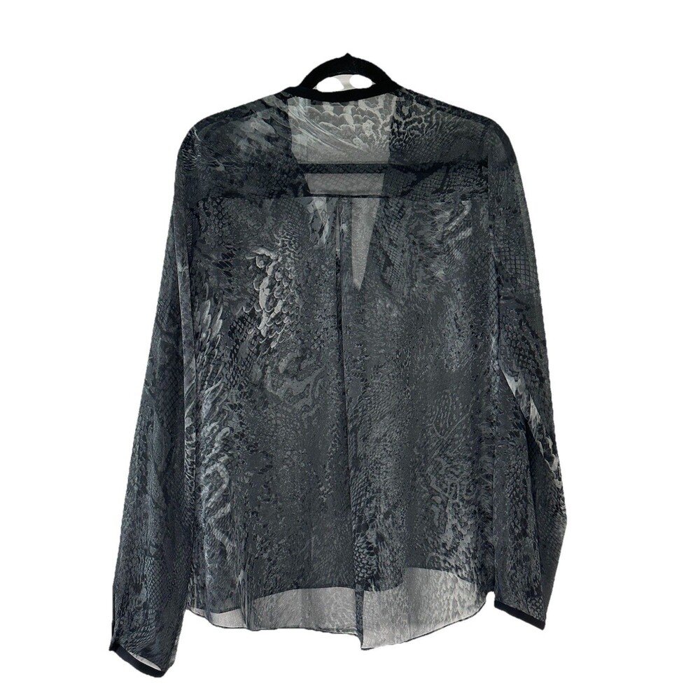 Tahari Snakeskin Print Sheer Tunic Blouse Women Size 0 Lagenlook Mob wife Casual